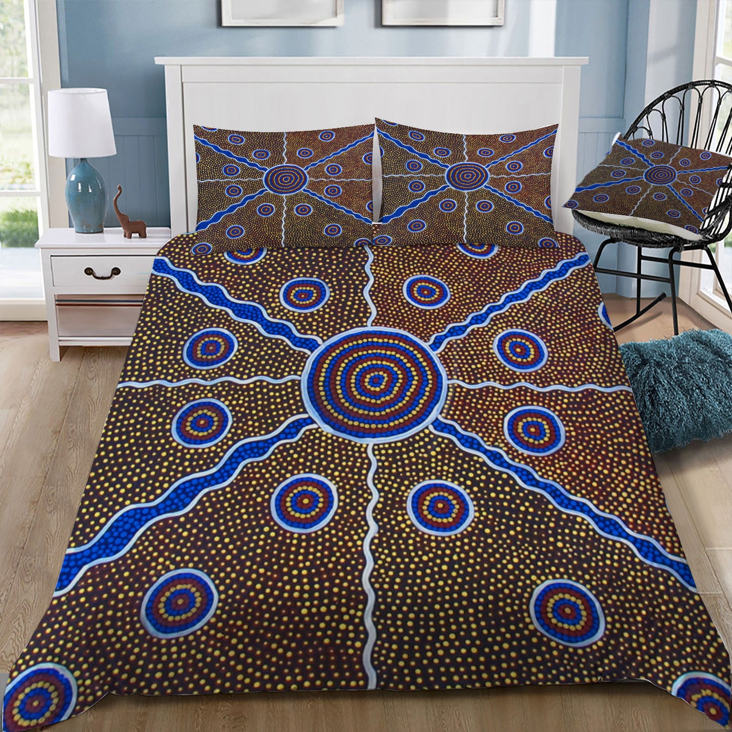 Aboriginal Print Doona / Duvet Cover and 2 Pillow Slips