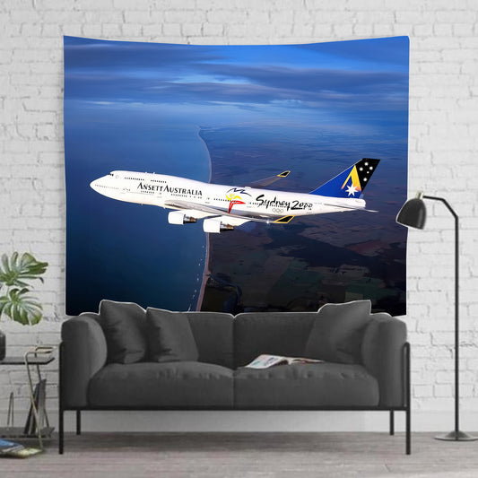 Ansett Australia 747-400 Olympic Livery in Flight Tapestry