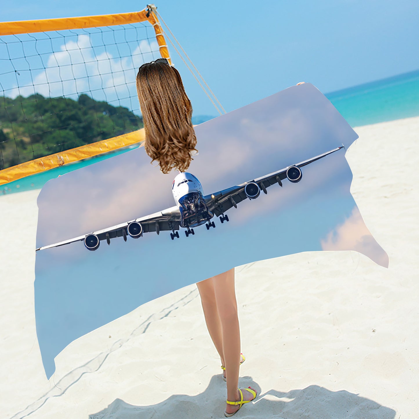 Airbus A380 On Short Finals Beach / Bath Towel