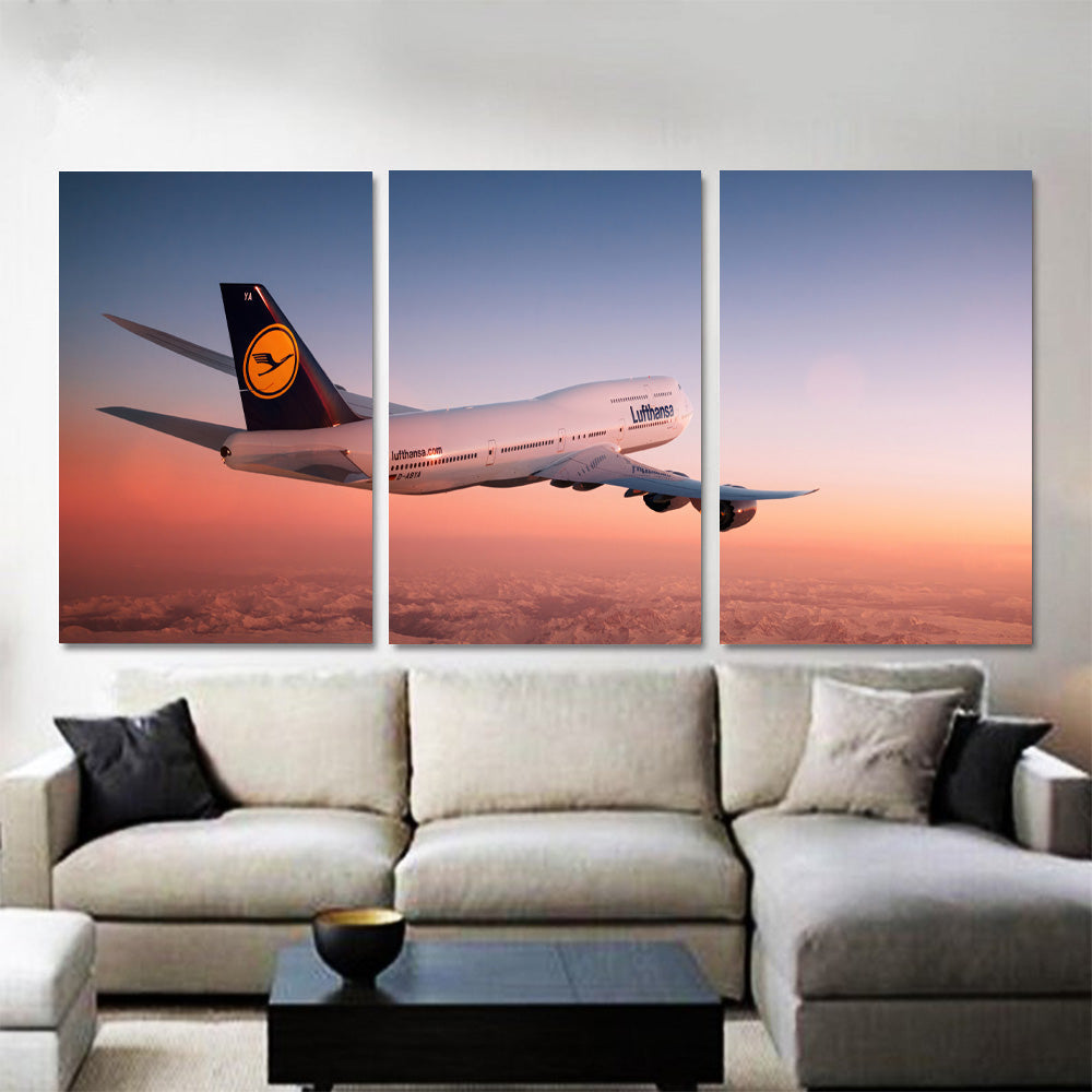 Lufthansa 747-8 Flying into a Sunset 1JP316