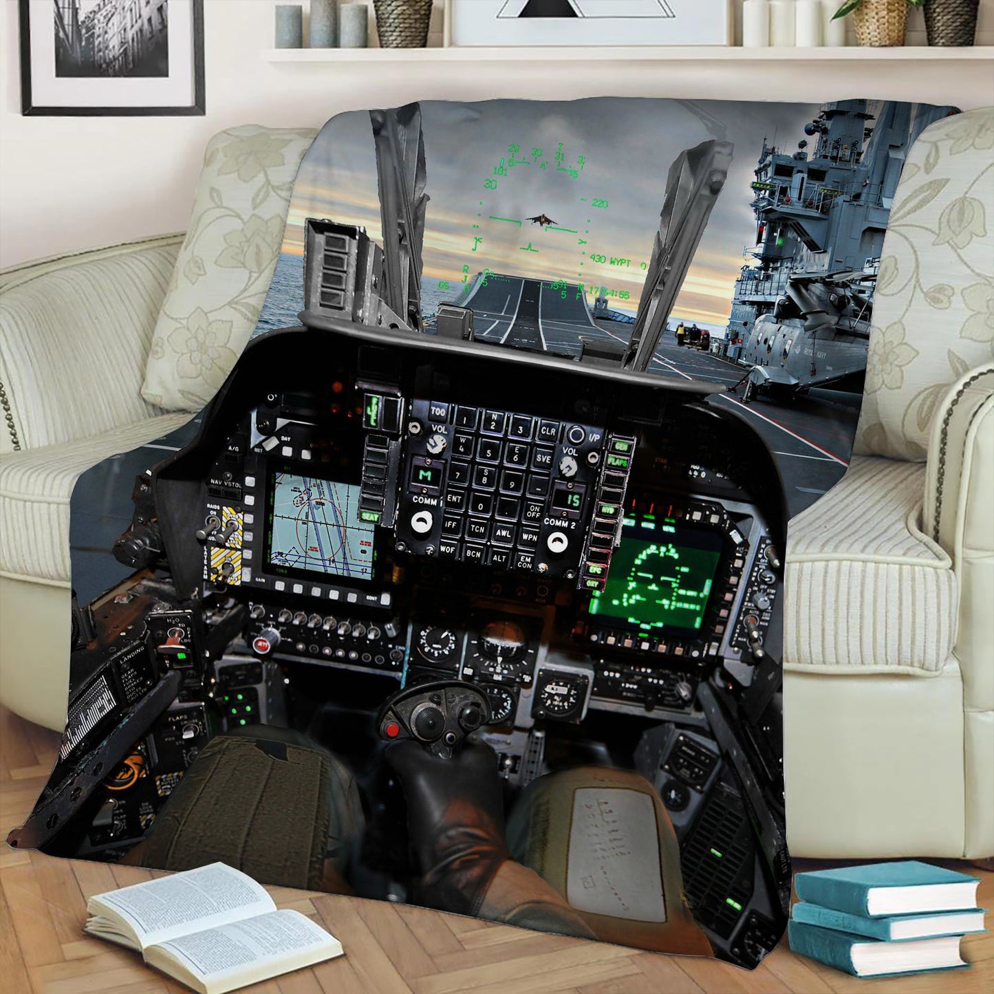 Av-8 Harrier Jump Jet Cockpit Fleece Throw Blanket