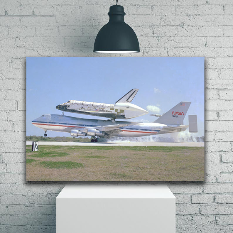 NASA 747 Touching Down With a Space Shuttle 1JP356
