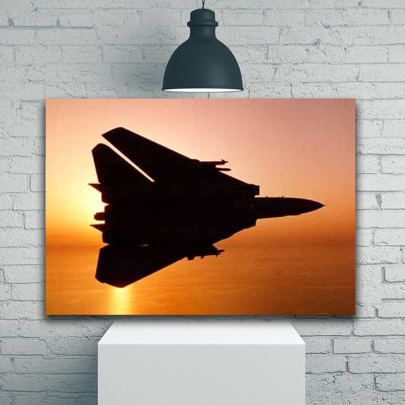 USN F-14 Tomcat Turning into a Sunset 1JP360