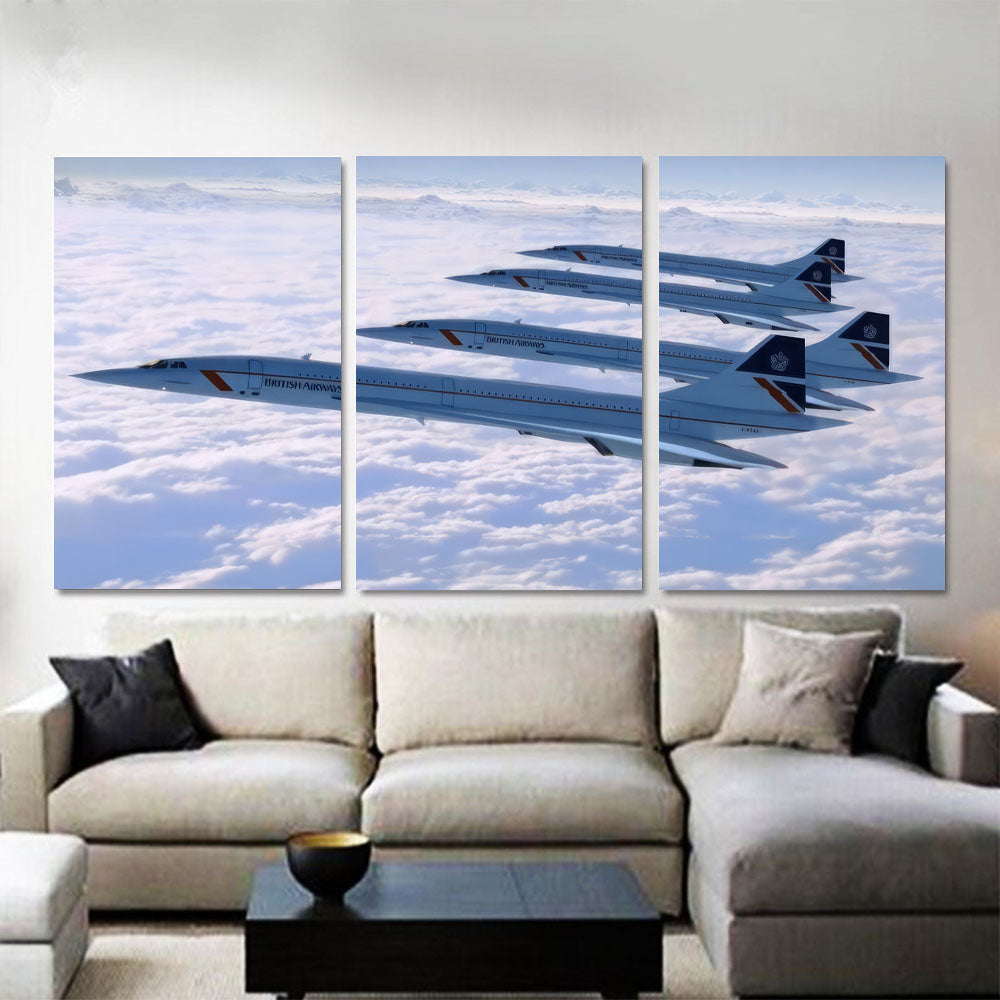 4 British Airways Concordes In Flight 1JP419