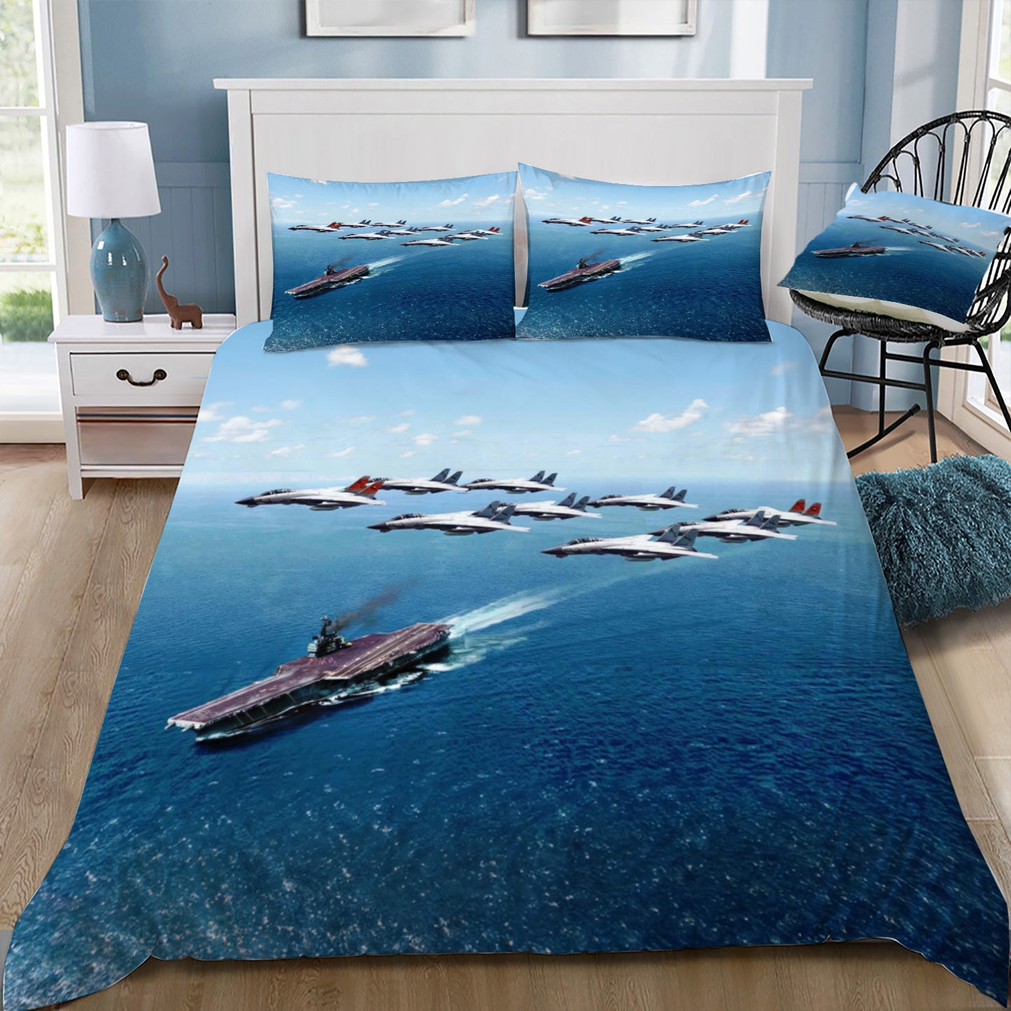 F-14`s over flying ther Aircraft Carrier Doona / Duvet Cover and 2 Pillow Slips