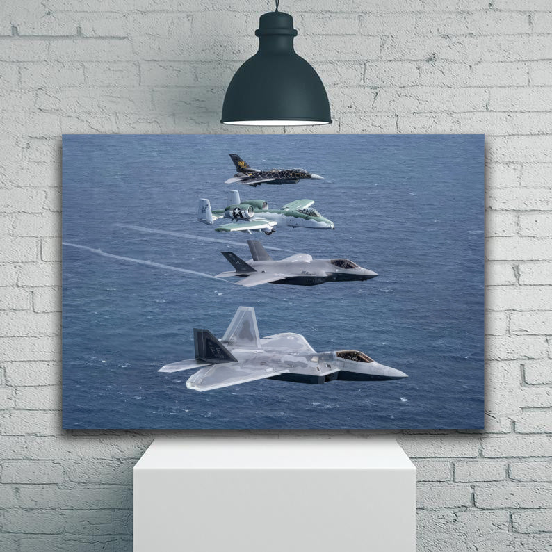 USAF F-22, F-35, A-10 Warthog & F-16 in Formation 4 1JP521