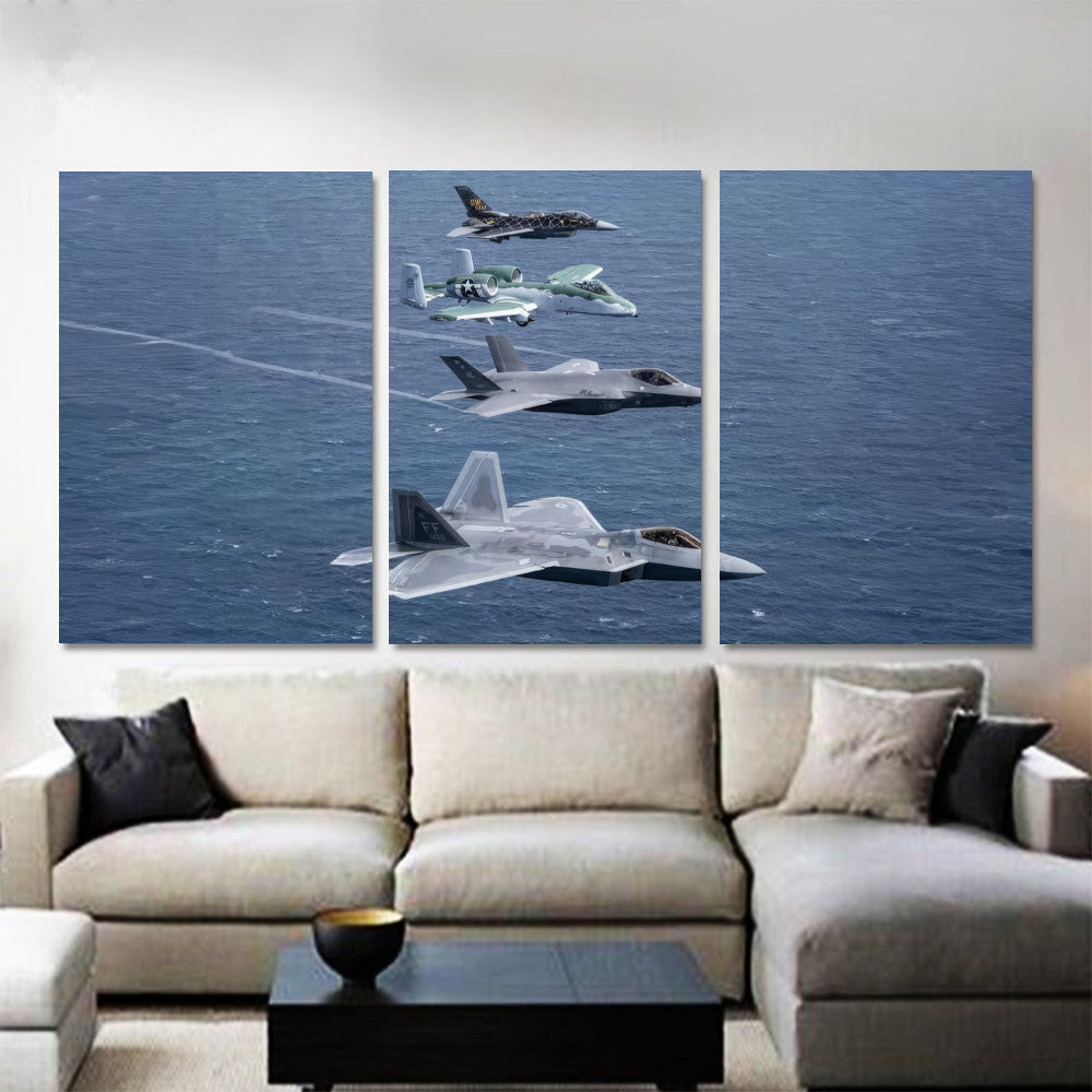 USAF F-22, F-35, A-10 Warthog & F-16 in Formation 4 1JP521