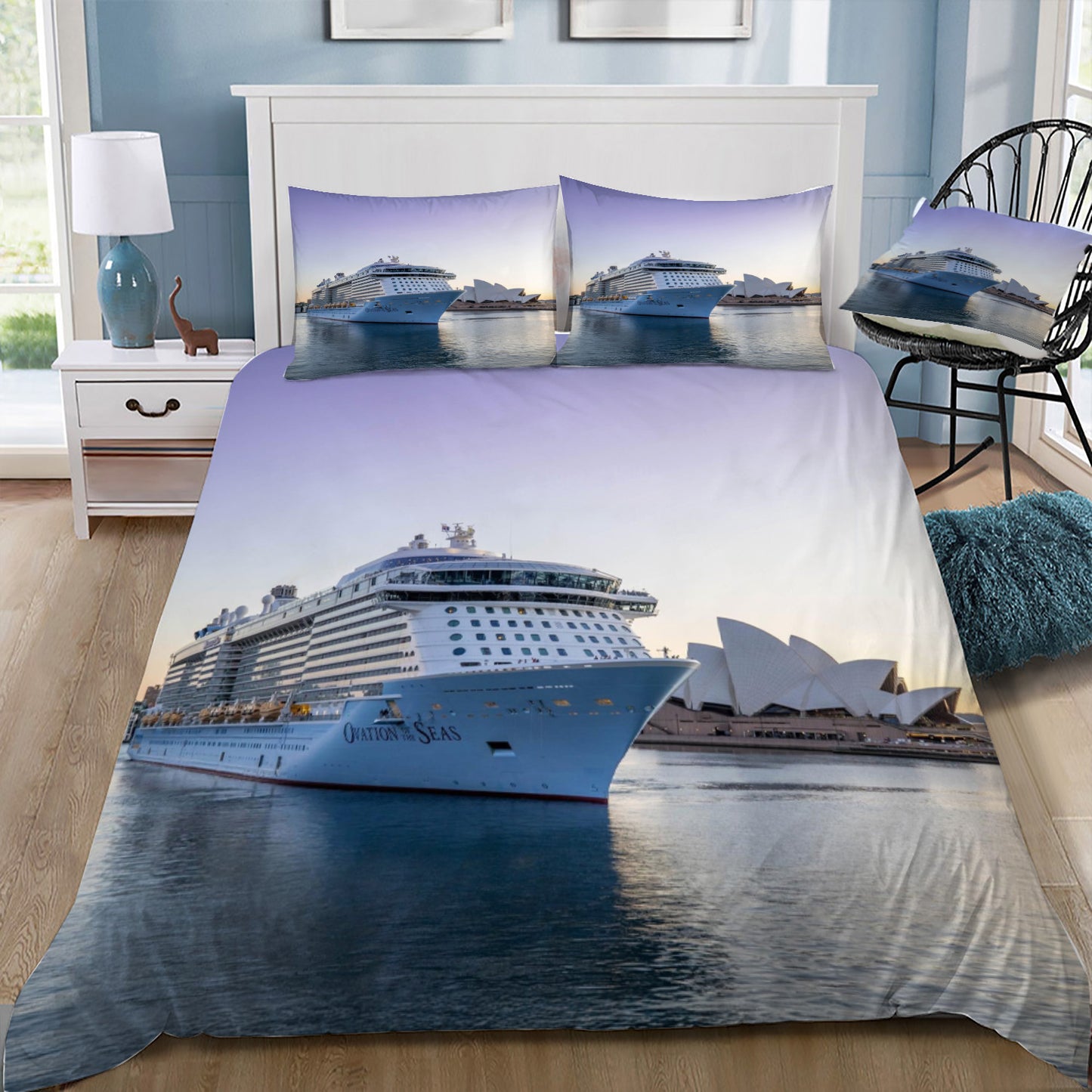 Cruise Ship and Opera House Sydney Harbour Doona / Duvet Cover and 2 Pillow Slips