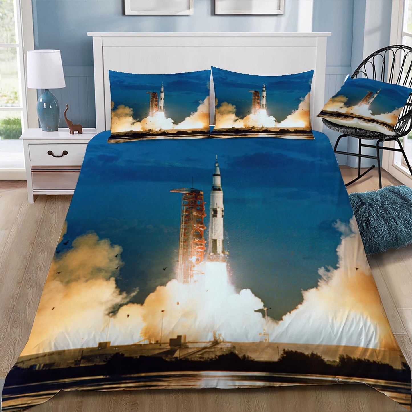 Nasa Apollo 11 Rocket Lift Off Doona / Duvet Cover and 2 Pillow Slips