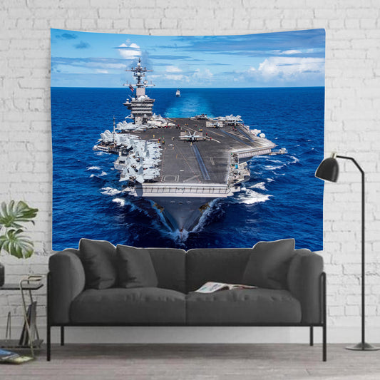 US Navy Aircraft Carrier Tapestry