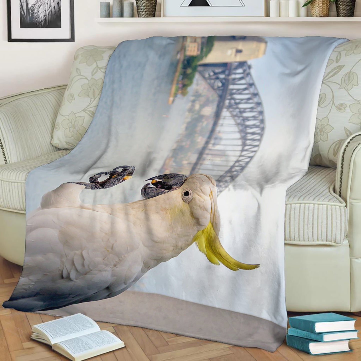 Sulphur Crested Cockatoo Fleece Throw Blanket
