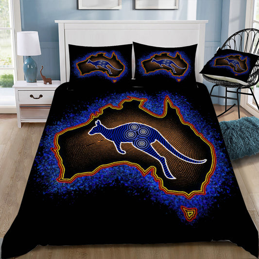 Aboriginal Painting of Australia Map & Animals Doona / Duvet Cover and 2 Pillow Slips (Copy)
