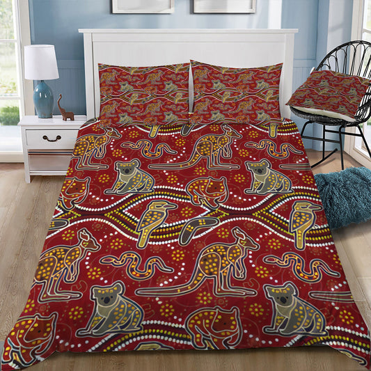 Aboriginal Painting of Australian Animals Doona / Duvet Cover and 2 Pillow Slips