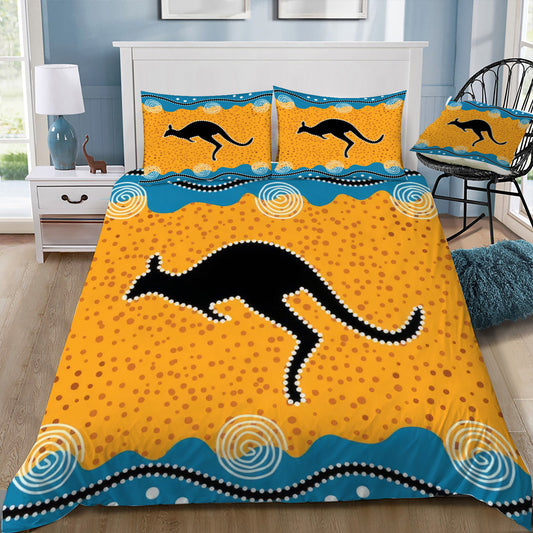 Aboriginal Kangaroo 3 Doona / Duvet Cover and 2 Pillow Slips