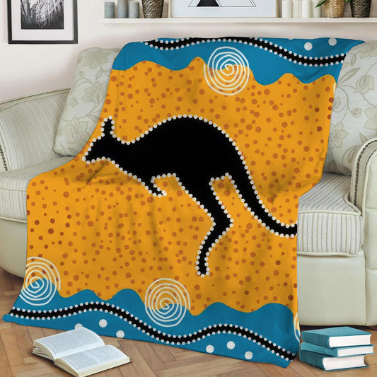 Aboriginal Kangaroo 3 Fleece Throw Blanket
