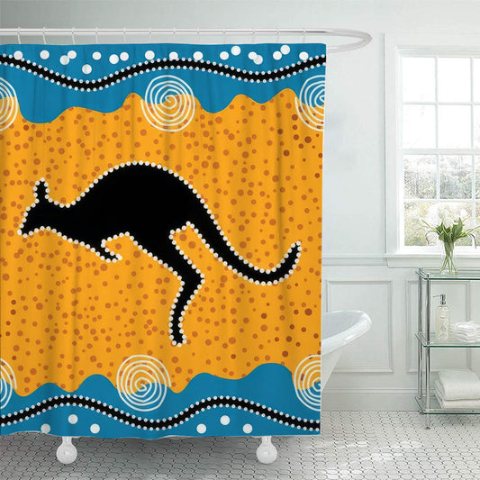 Aboriginal Kangaroo Print 3 Shower Curtain