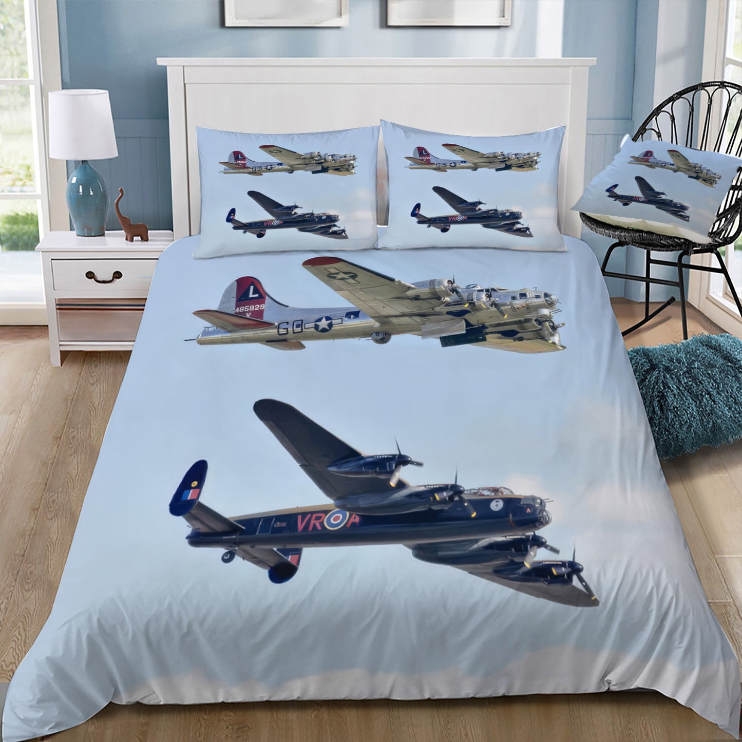 Boeing B-17 and Avro Lancaster Doona / Duvet Cover and 2 Pillow Slips