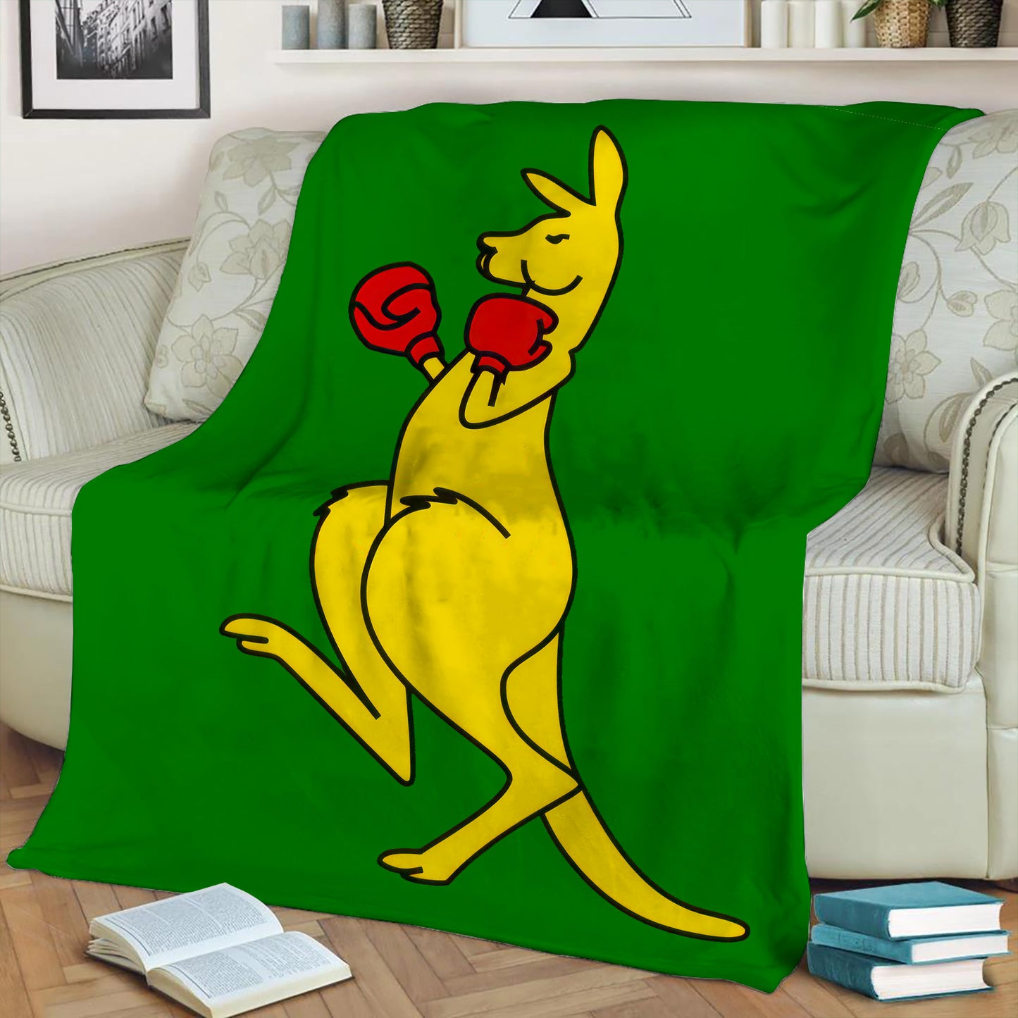 Boxing Kangaroo Throw Blanket