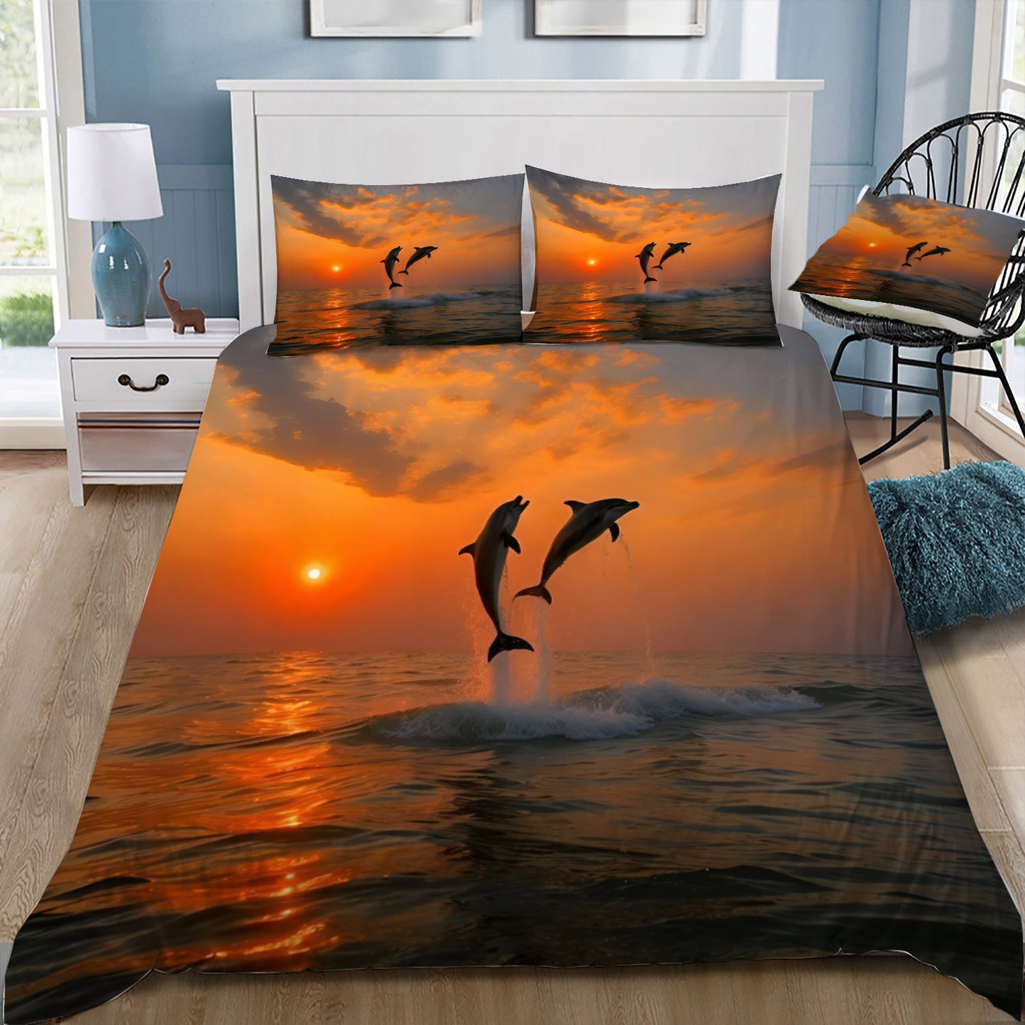Dolphins at Sunset Doona / Duvet Cover and 2 Pillow Slips