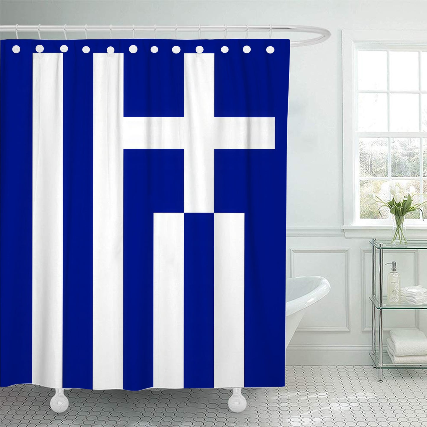 Greek Flag Shower Curtain