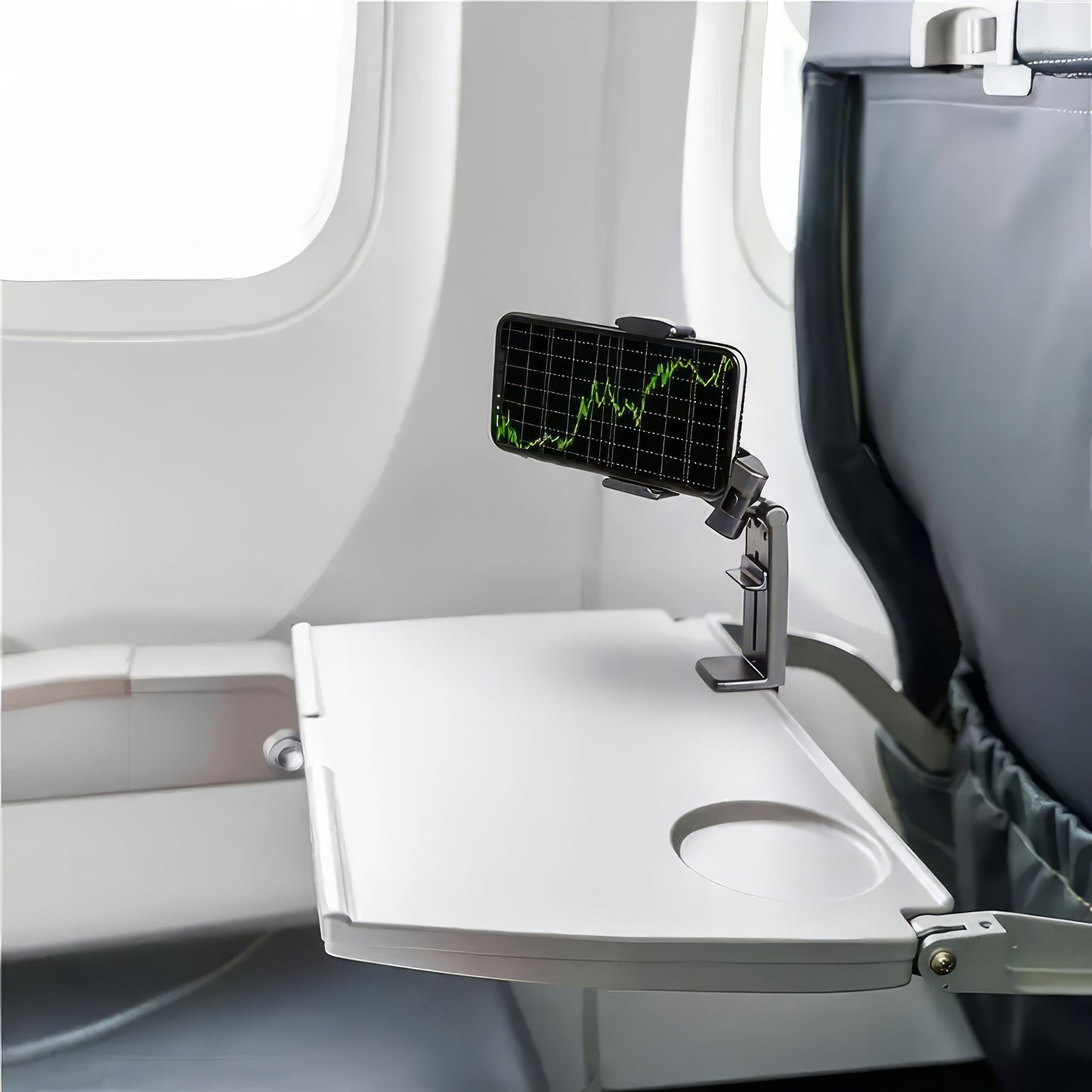 Airplane Phone Holder, Portable Travel Stand Desk Flight Foldable Adjustable Rotatable Seat Bracket