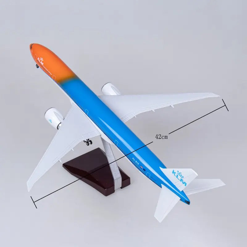 47cm 1/160 LED & Non LED KLM Airways Boeing 777 Orange & Blue Livery Model Plane