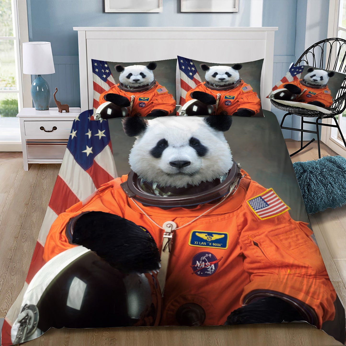 Panda Astronaut Doona / Duvet Cover and 2 Pillow Slips