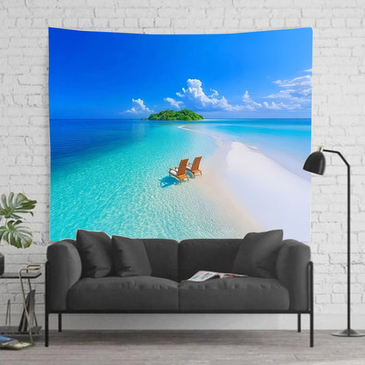 Deckchairs on the Beach Tapestry