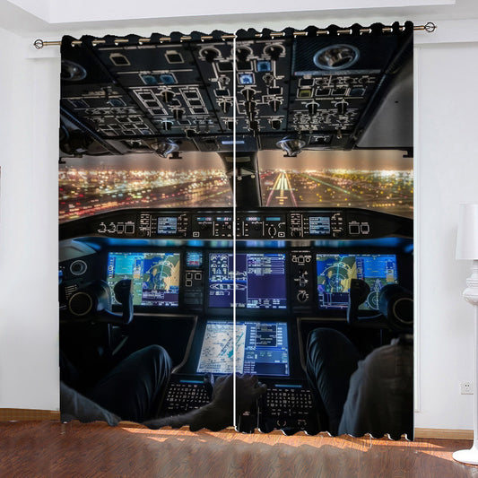 Airplane Cockpit 2 Window Curtains