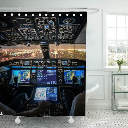Airplane Cockpit 2 Shower Curtain