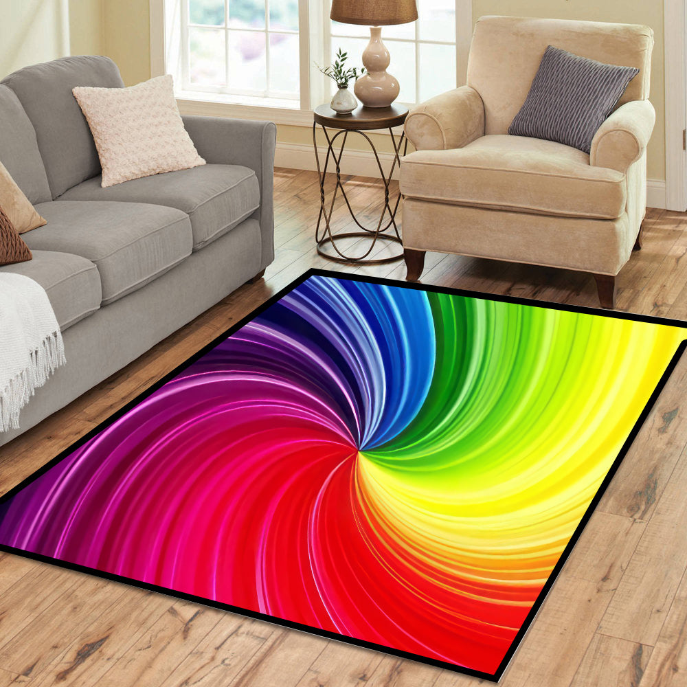 Rainbow Swirl Rectangle Rug