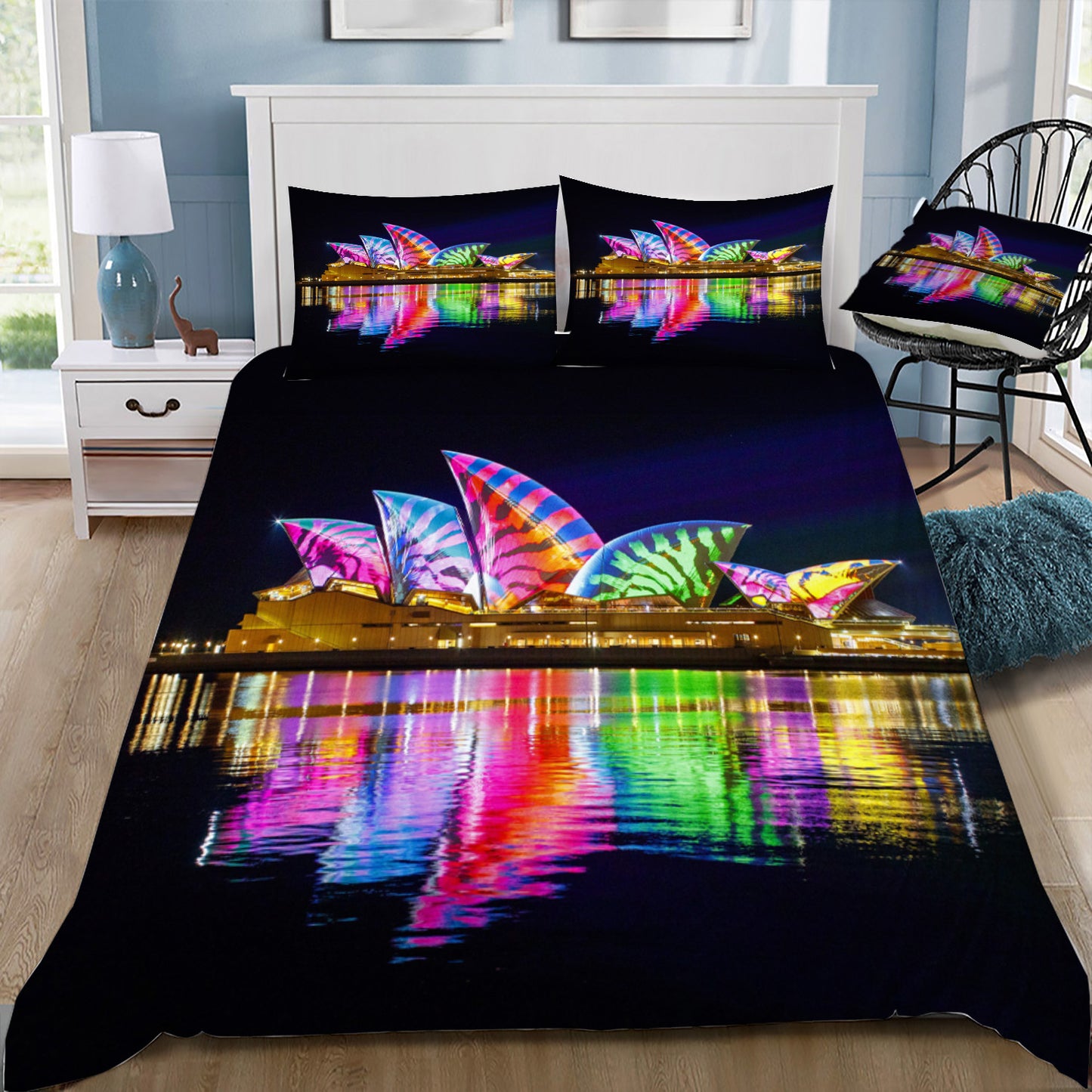 Sydney Opera House Vivid Display Doona / Duvet Cover and 2 Pillow Slips