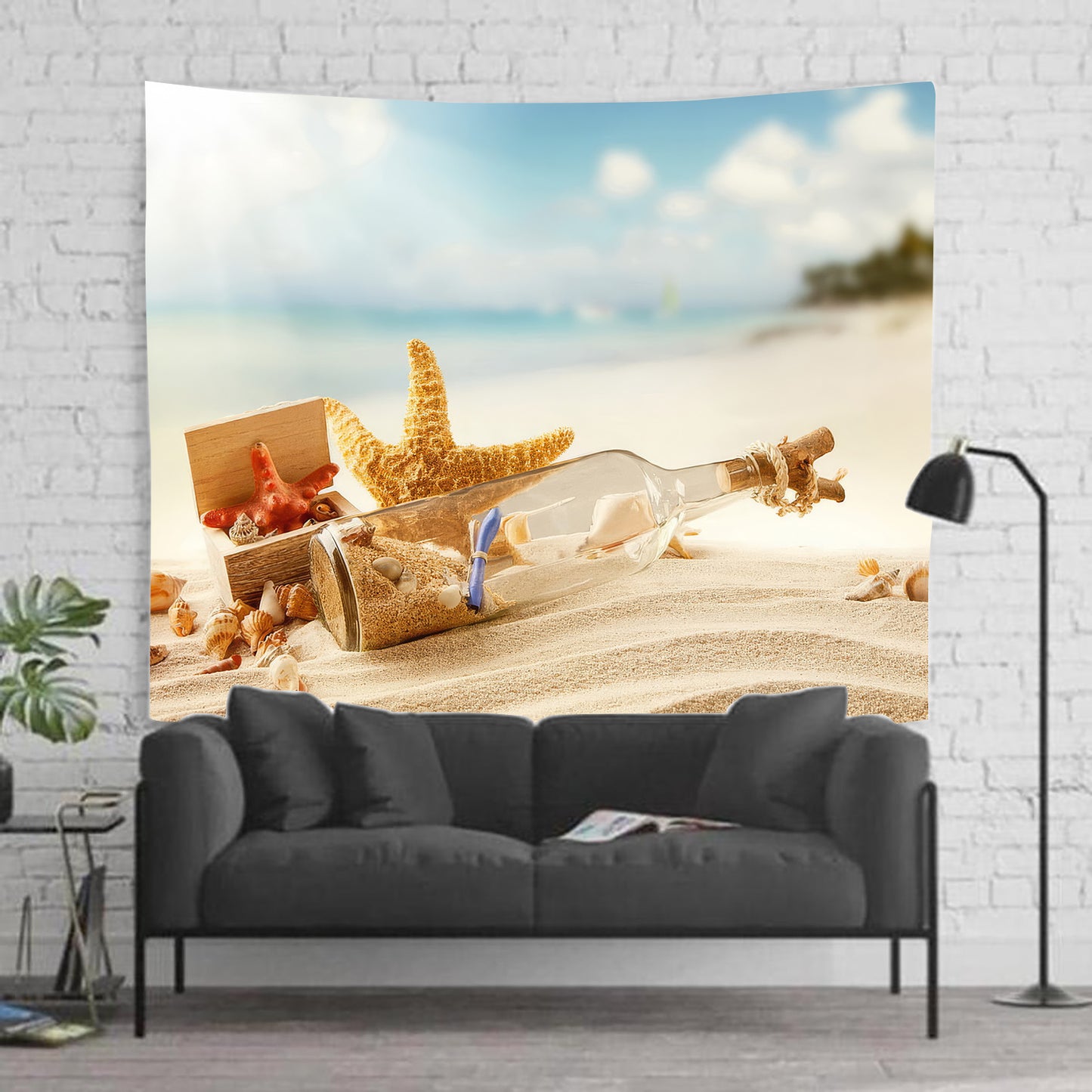 Sea Creatures and Message in a Bottle Tapestry