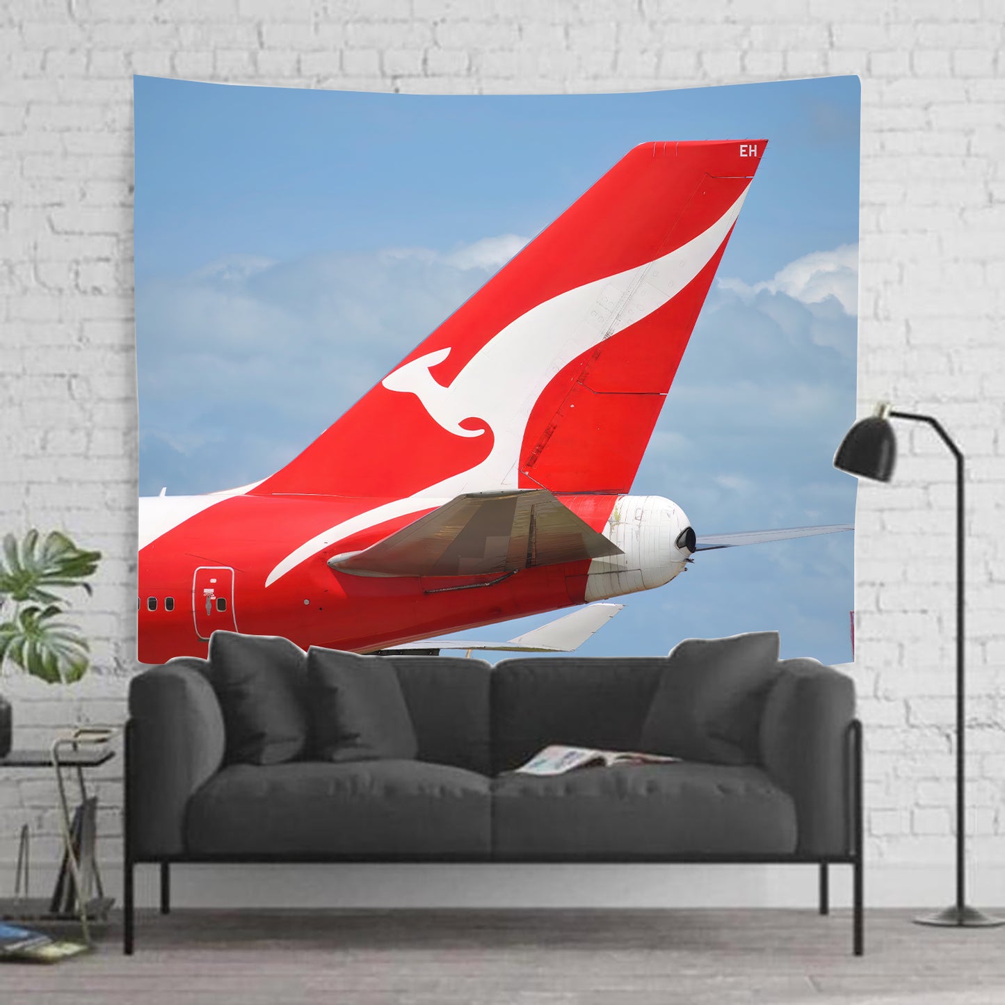 Qantas 747-400 Tail Retro Roo Logo Tapestry