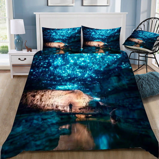 Waitomo Caves Glow Worms 1 New Zealand Doona / Duvet Cover and 2 Pillow Slips