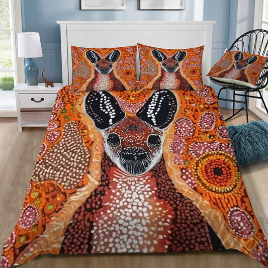 Aboriginal Painting of a Wallaby Doona / Duvet Cover and 2 Pillow Slips