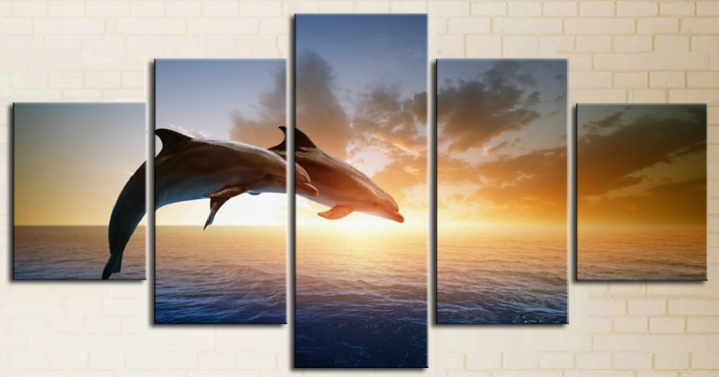 Dolphins Jumping at Sunset