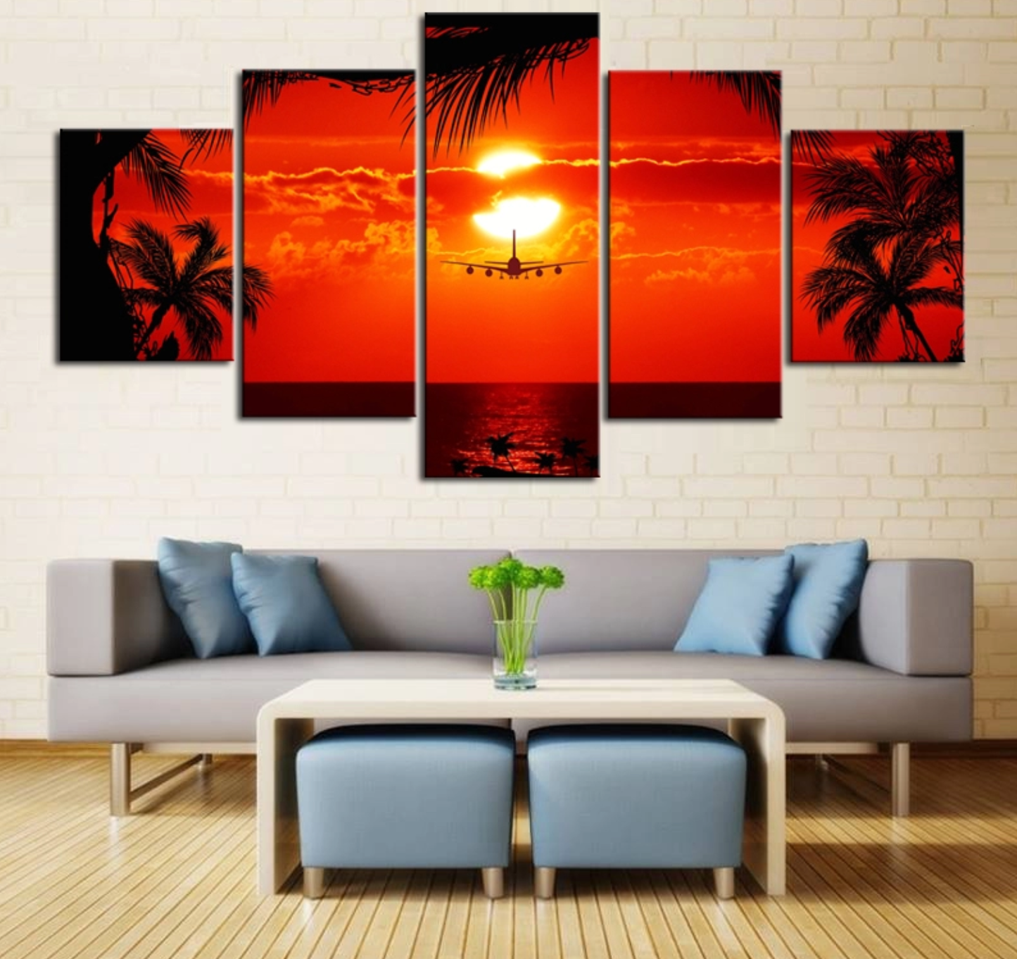 Plane Flying into Sunset