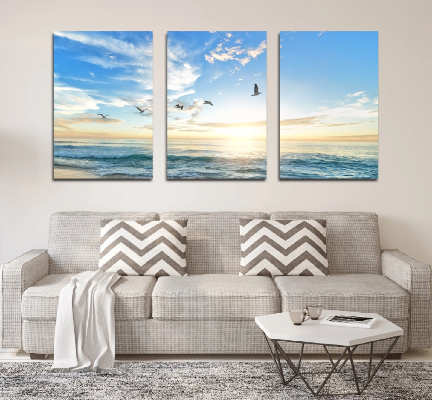 Beach at Sunset with Birds