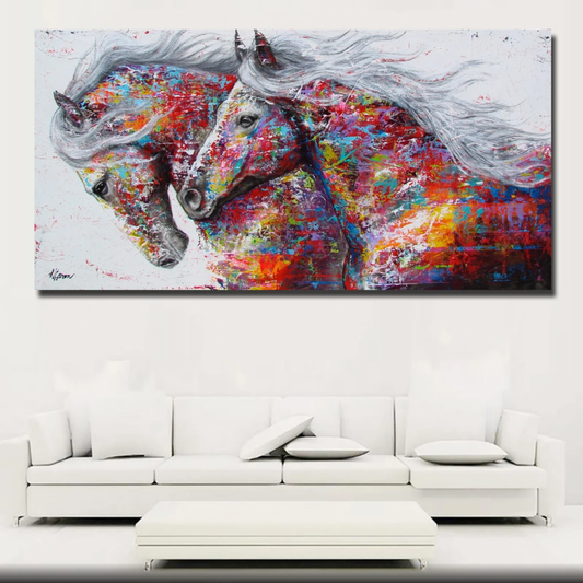 Abstract Colourful Horses Running Free