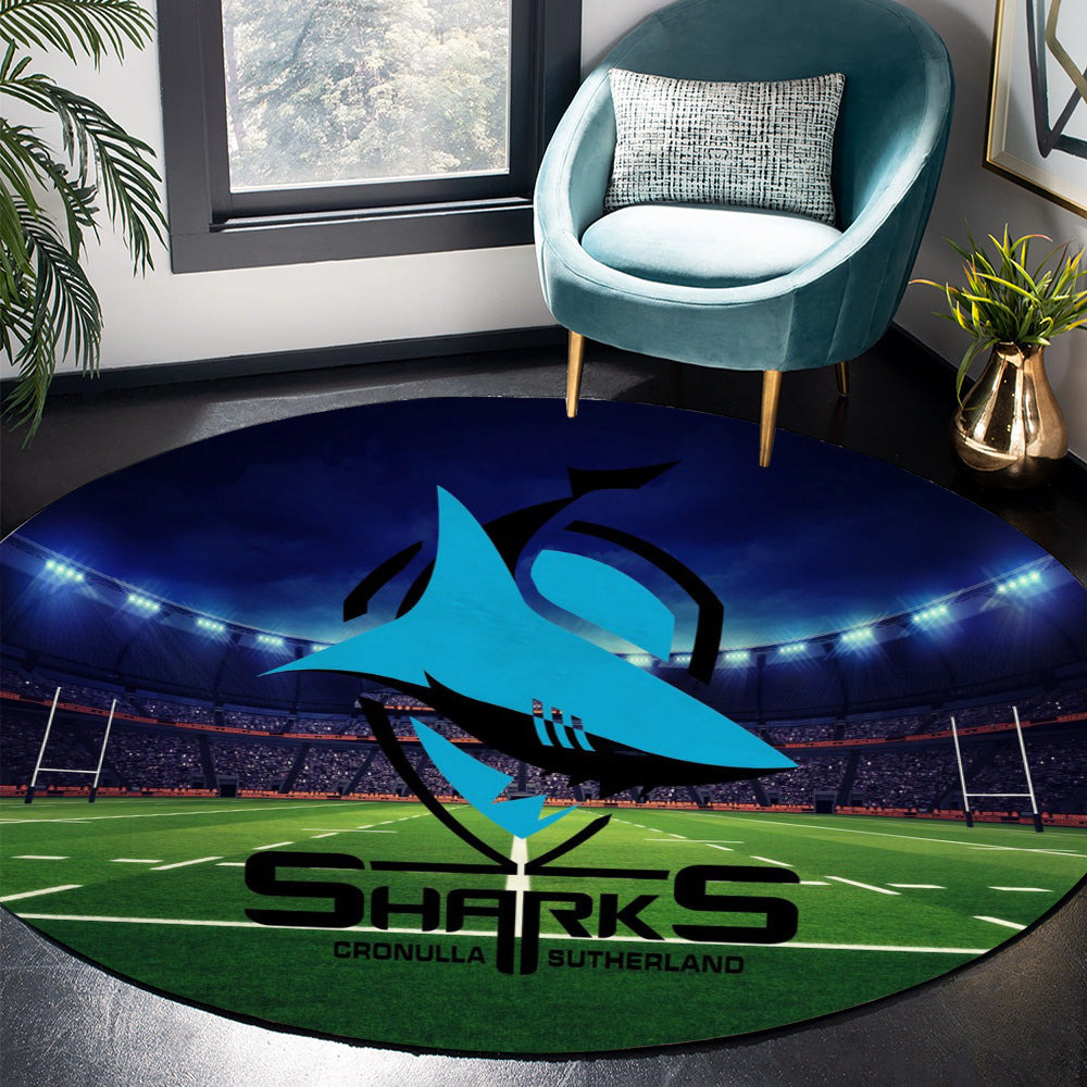 Cronulla sharks Round Rug Rug 1JPDRAI