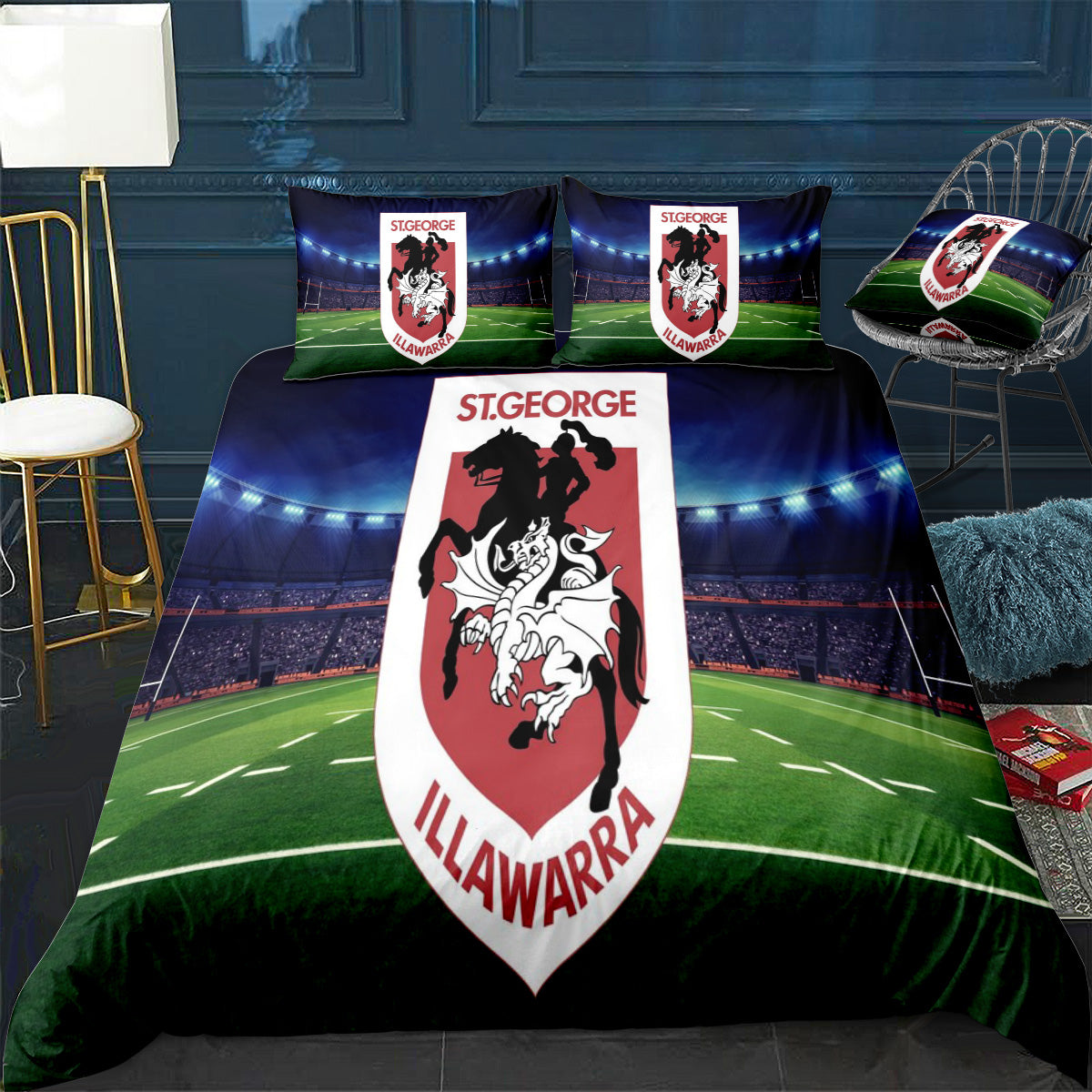 St George Illawarra Dragons Doona / Duvet Cover and 2 Pillow Slips