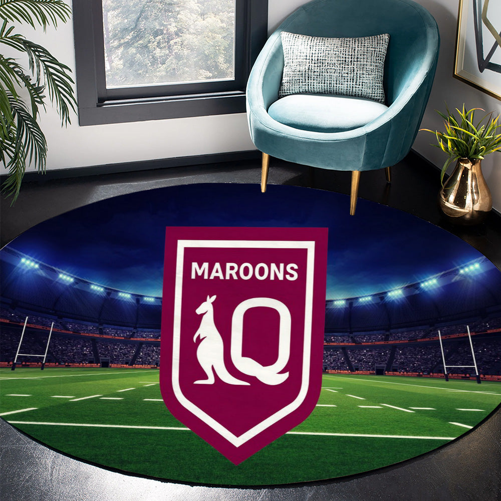 Qld State of Origin Round Rug