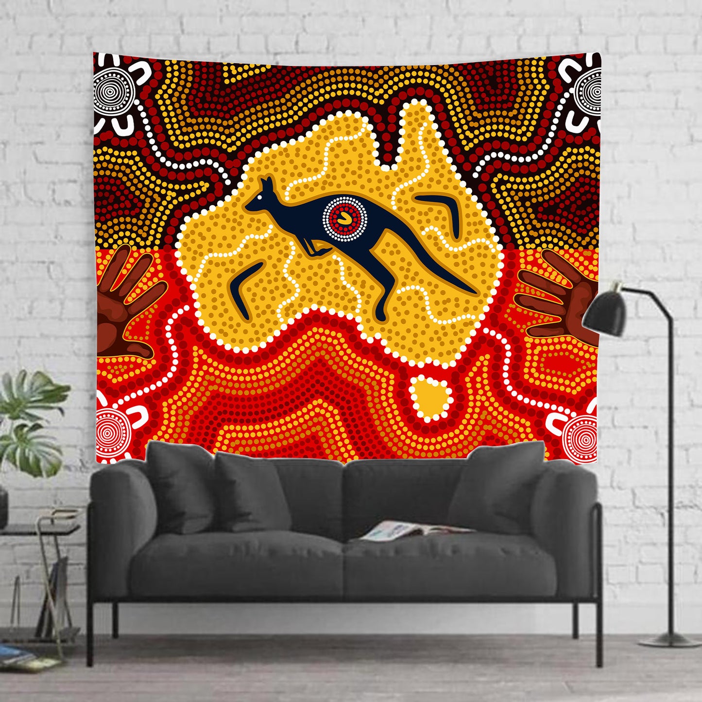 Kangaroo 2 Aboriginal Print Tapestry