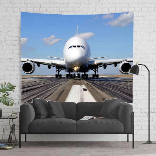 Airbus A380 Airplane Head On Tapestry
