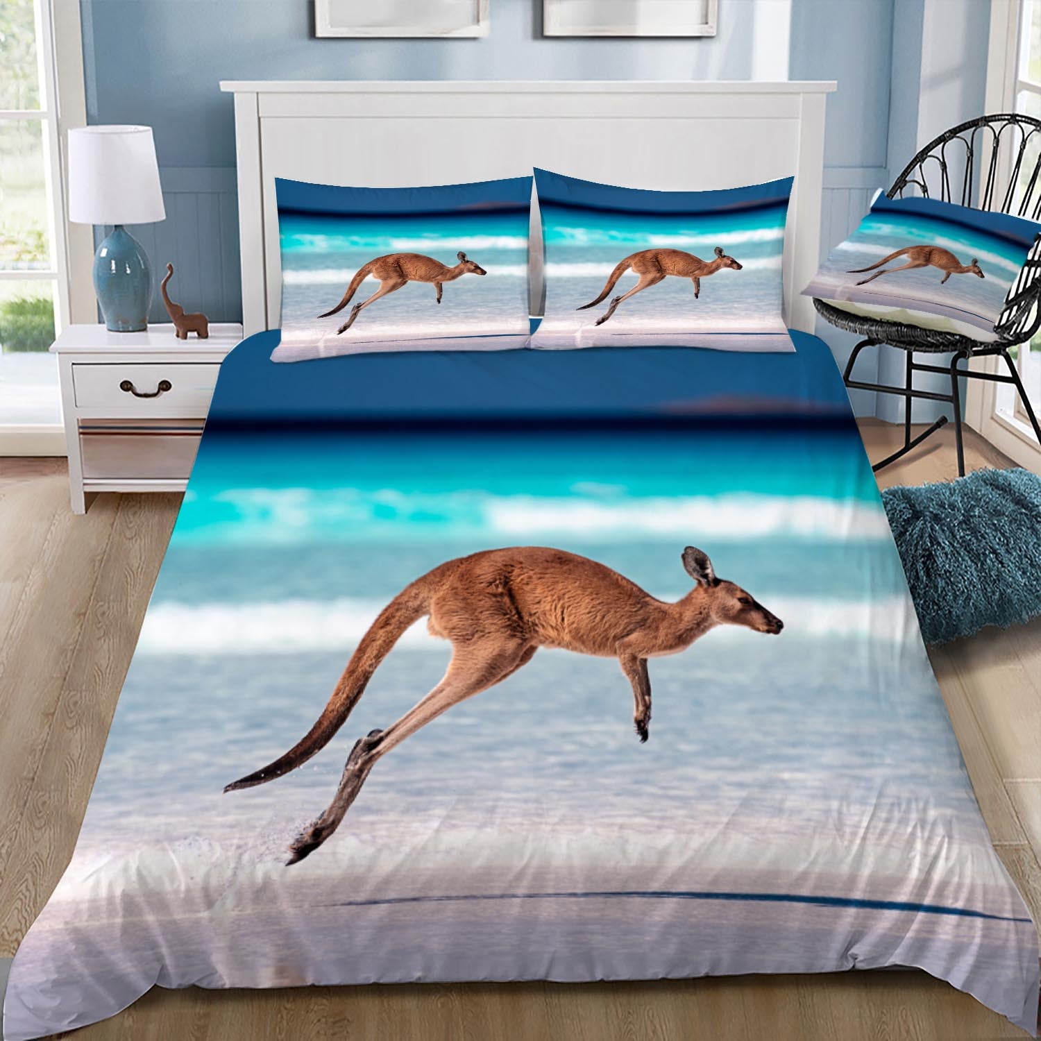 Kangaroo inTropical Paradise Doona Duvet Cover and 2 Pillow Slips Jetsetproducts