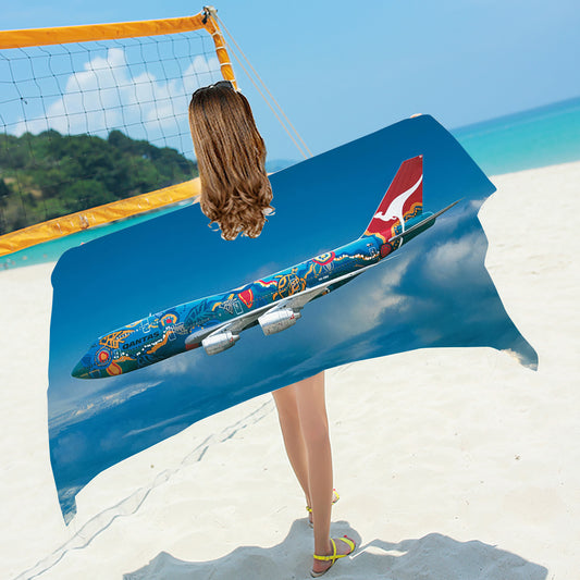 Qantas Nalanji Dreaming Livery 747-300 Beach / Bath Towel