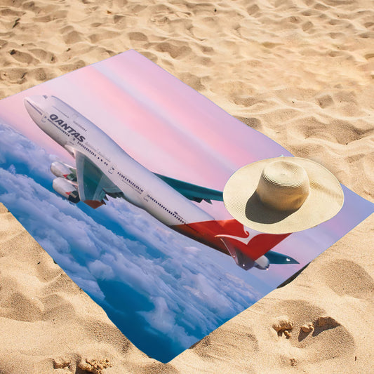 Qantas 747-400 Sunset Beach / Bath Towel