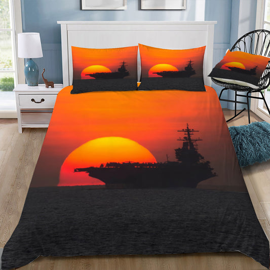 USN Aircraft Carrier at Sunset Doona / Duvet Cover and 2 Pillow Slips