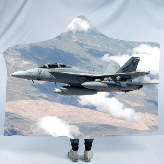 RAAF FA-18 in Flight Hooded Blanket